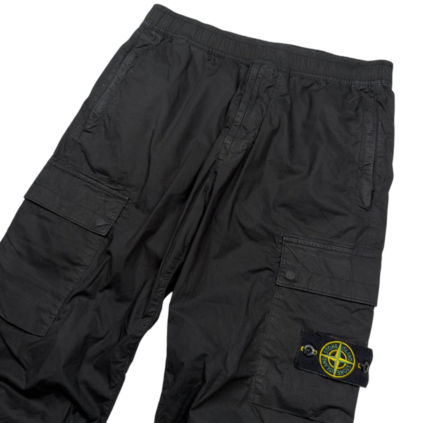 Stone Island Stretch Cotton Cuffed Cargo Trousers - Black