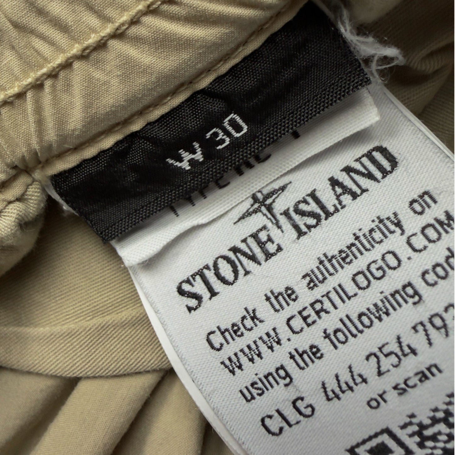 S/S 21 Stone Island Stretch Cotton Cargo Trousers 30 RE-T - Light Beige
