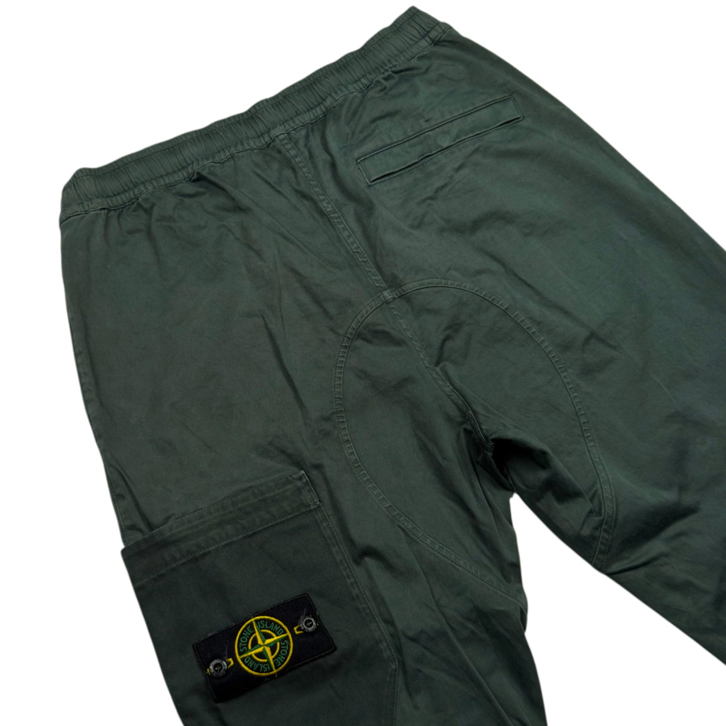 A/W 22 Stone Island Stretch Cotton Cuffed Cargo Trousers - 32 RE-T - Dark Green