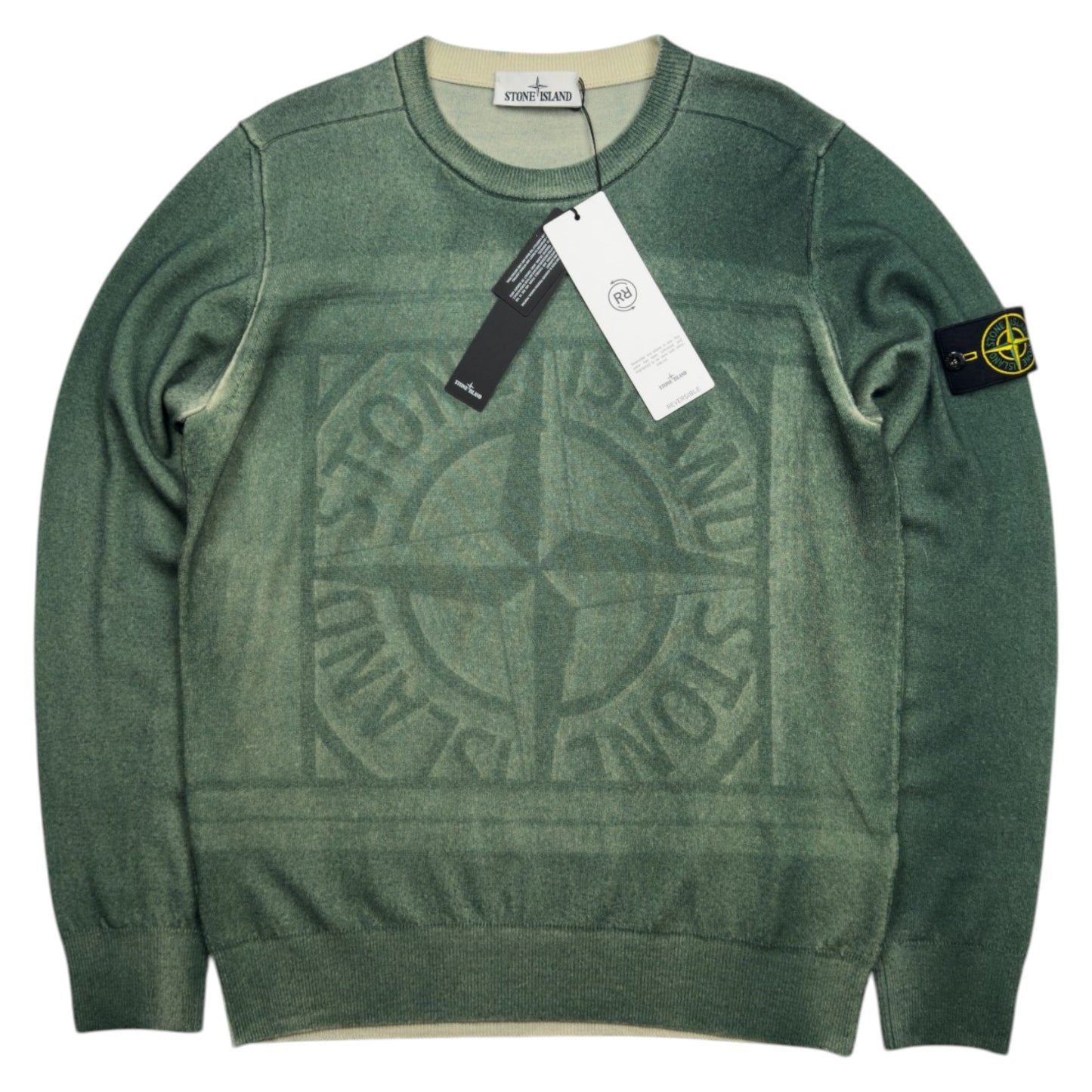 A/W 21 Stone Island Pure Wool_Fast Dye + Hand Made Airbrush + Laser Print Reversible Knitted Sweater