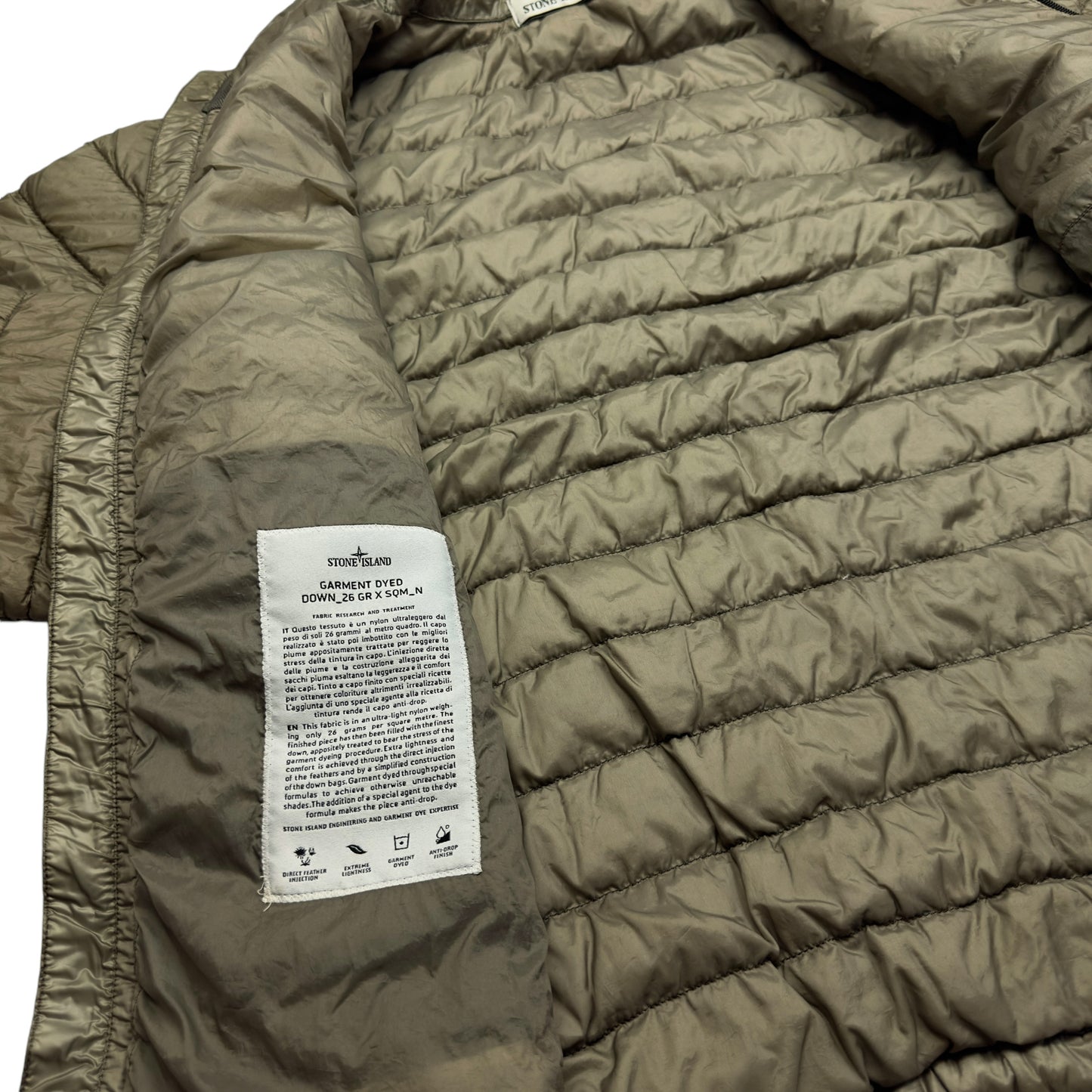 Stone Island Down_26 GR X SQM_N - Ultra Light Down Puffer Jacket - Khaki