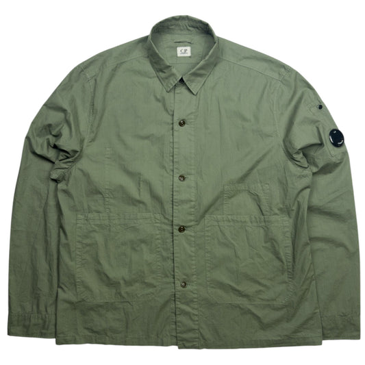 C.P. Company Button Up Cotton Overshirt - Sage Green
