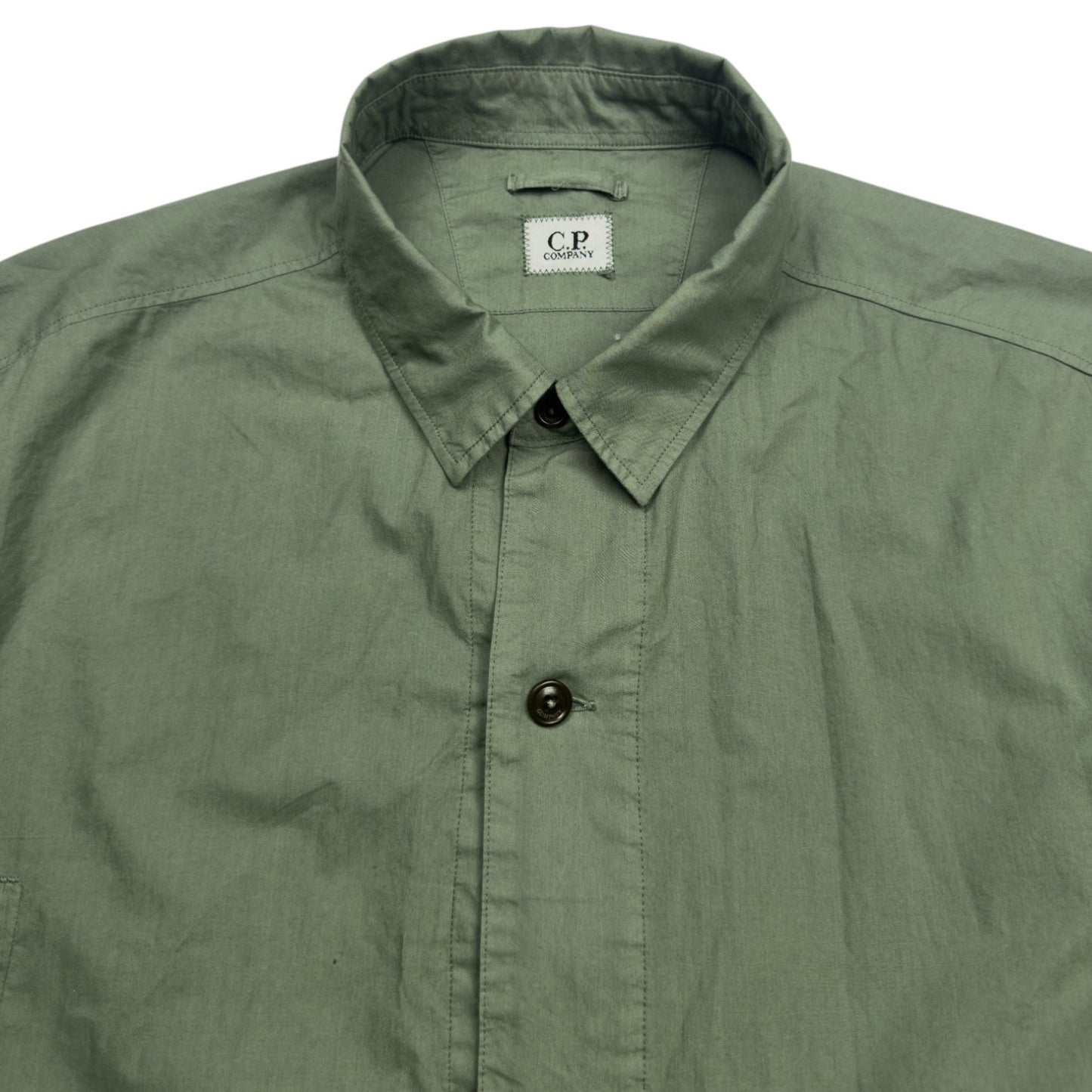C.P. Company Button Up Cotton Overshirt - Sage Green