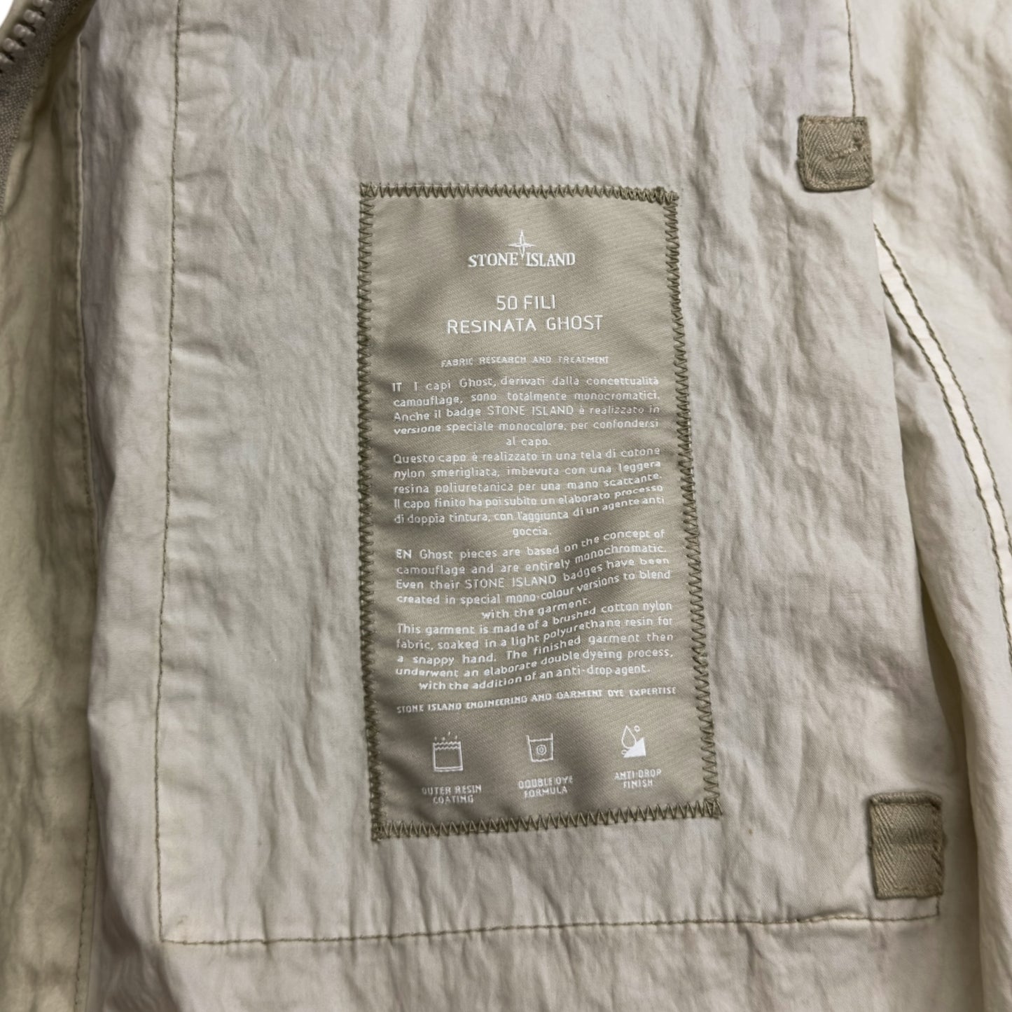 S/S 19 Stone Island 50 Fili Resinata Ghost Parka