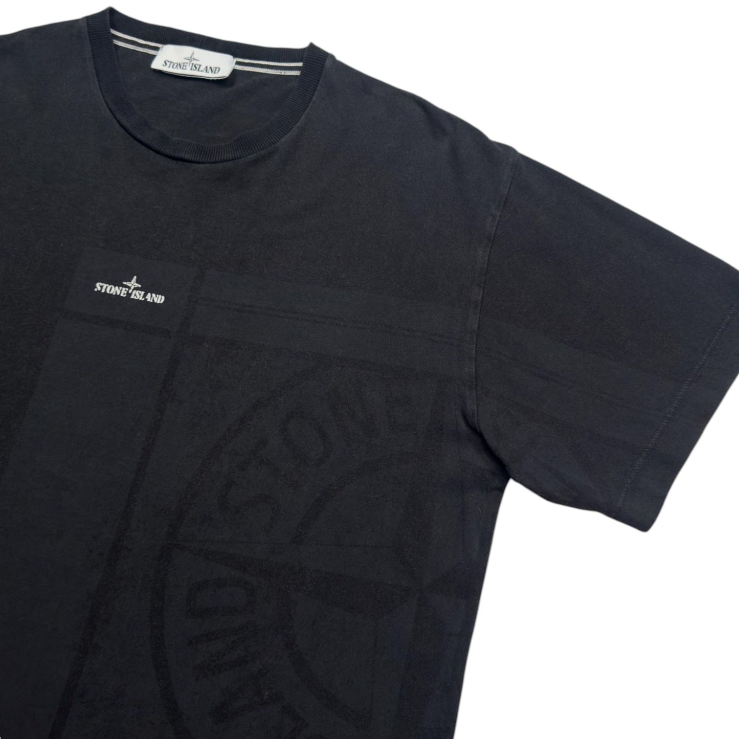A/W 21 Stone Island Mosaic Four Print T-Shirt - Black