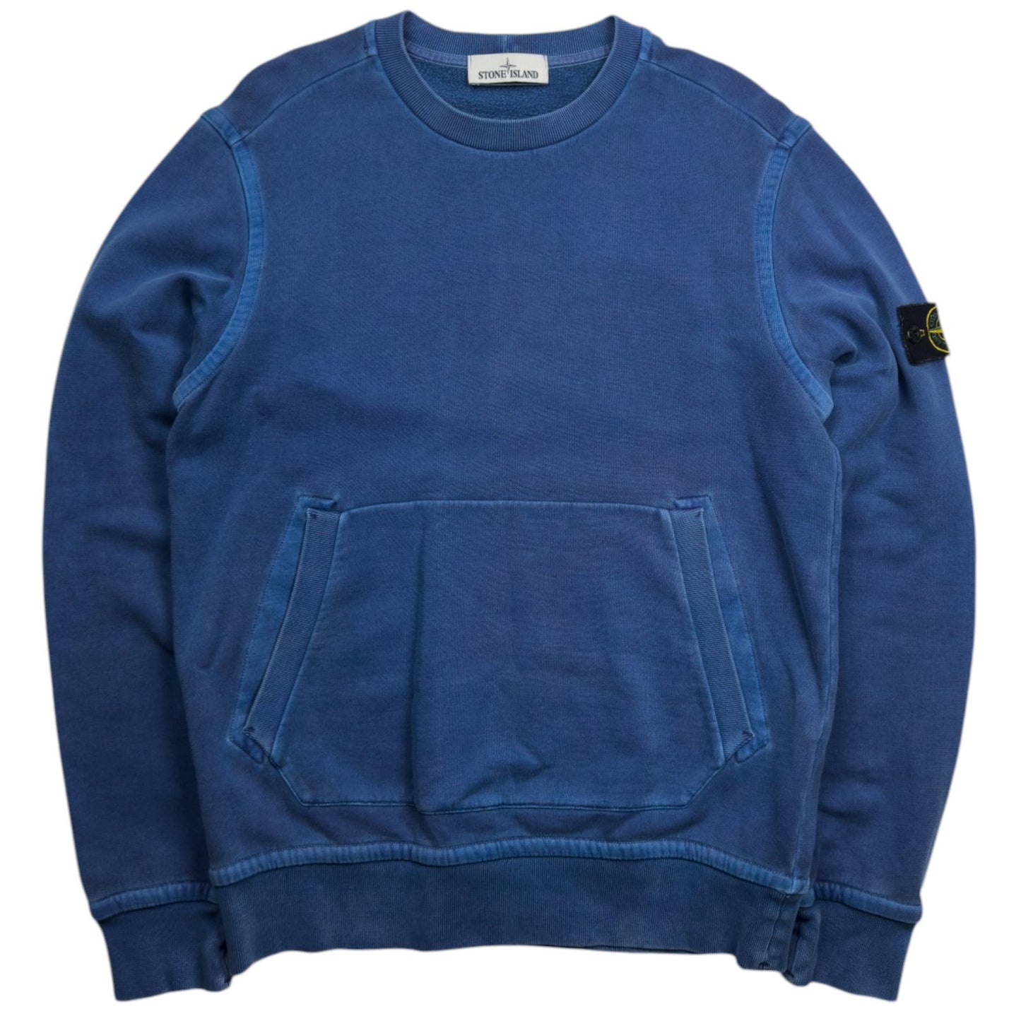 A/W 15 Stone Island Pigment Treated Kangaroo Pocket Sweater - Blue