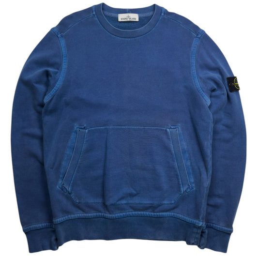 A/W 15 Stone Island Pigment Treated Kangaroo Pocket Sweater - Blue
