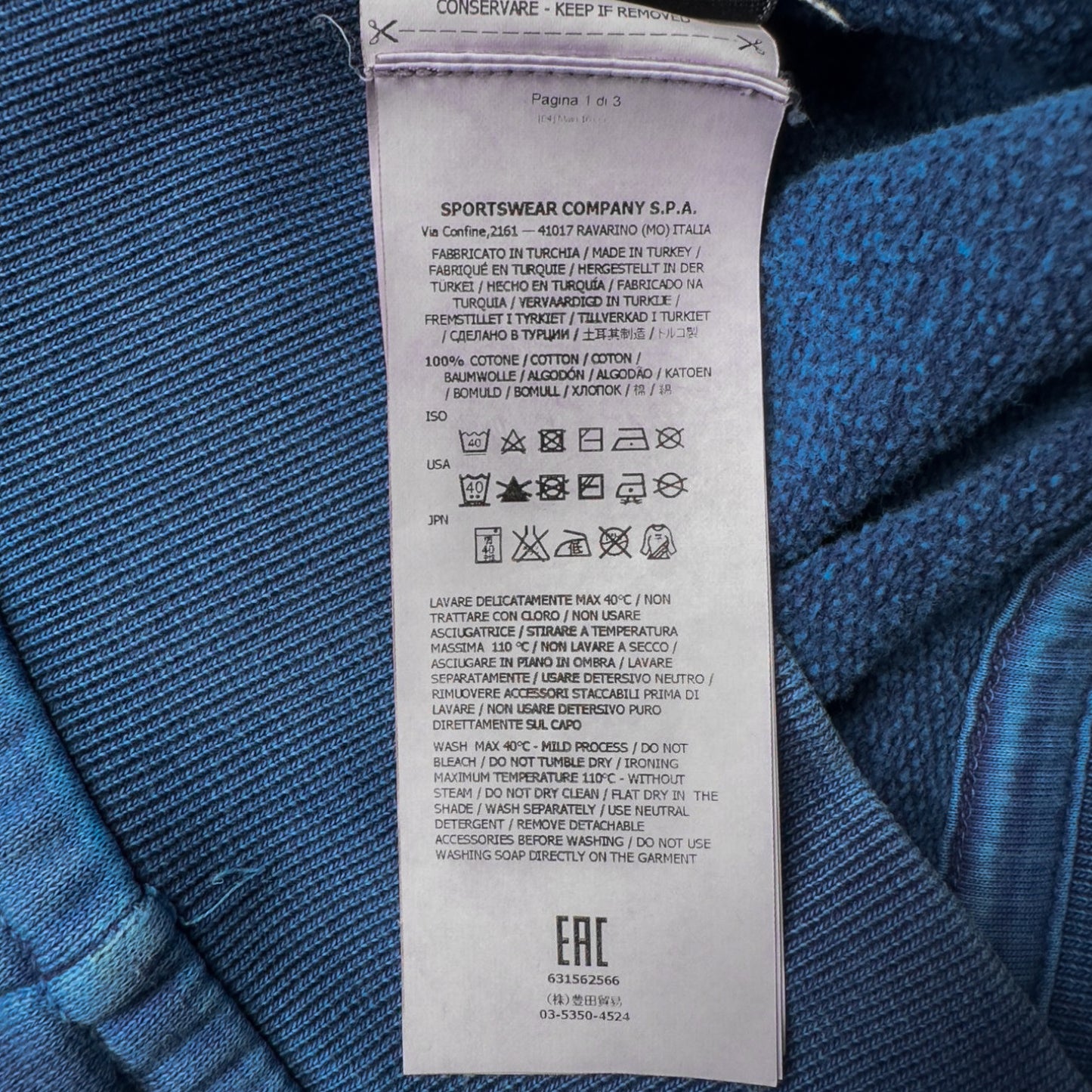 A/W 15 Stone Island Pigment Treated Kangaroo Pocket Sweater - Blue