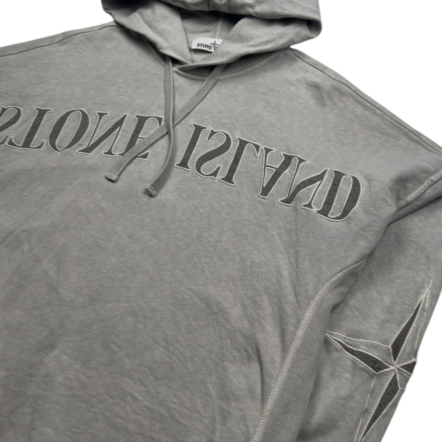 S/S 19 Stone Island Mirrored Spellout 'Old' Dye Treatment Hoodie