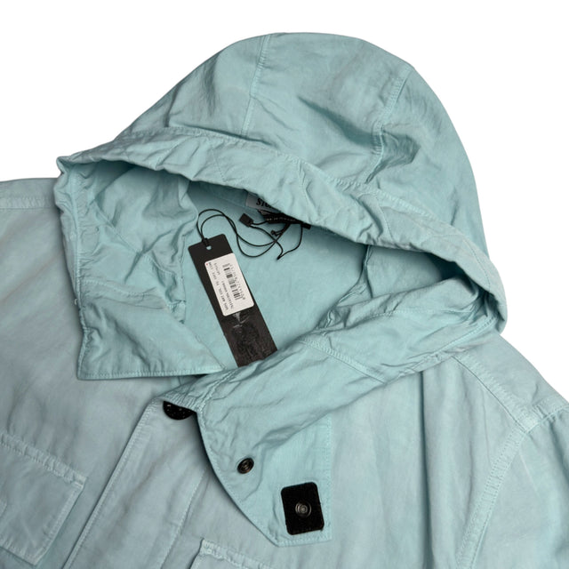 S/S 22 Stone Island Tela Cotone Lino Fiammato-TC Hooded Field Jacket - Light Blue