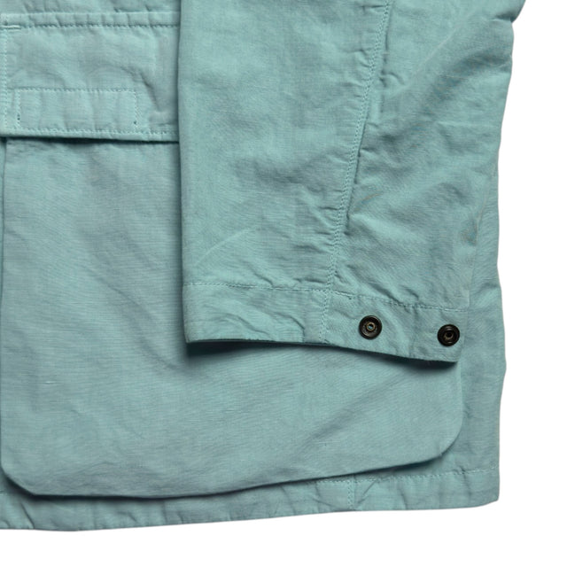 S/S 22 Stone Island Tela Cotone Lino Fiammato-TC Hooded Field Jacket - Light Blue