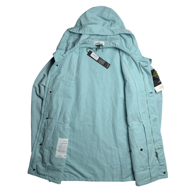 S/S 22 Stone Island Tela Cotone Lino Fiammato-TC Hooded Field Jacket - Light Blue