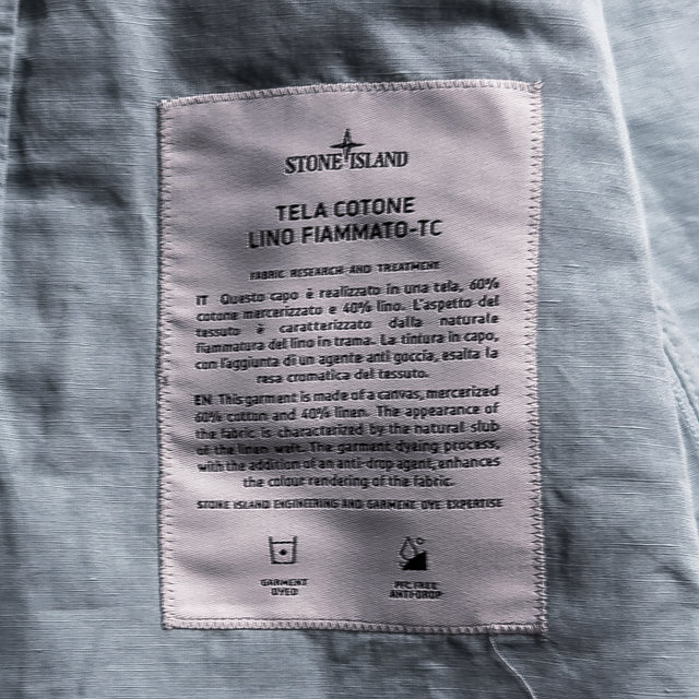 S/S 22 Stone Island Tela Cotone Lino Fiammato-TC Hooded Field Jacket - Light Blue