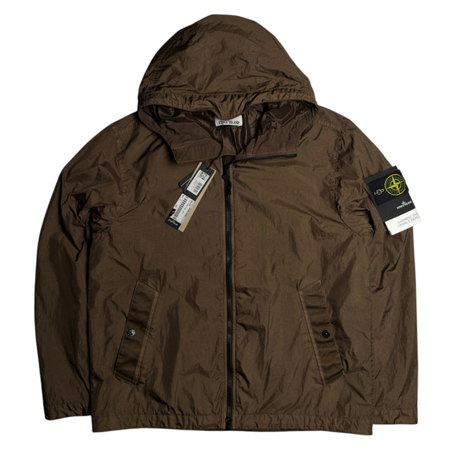 S/S 26 Stone Island Garment Dyed Crinkle Reps NY Hooded Jacket - Shadow Brown