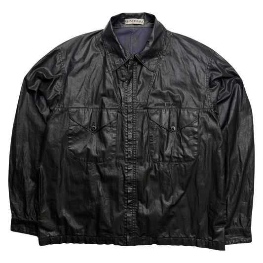 S/S 2000 Stone Island Polyurethane Coated Cotton Spellout Overshirt