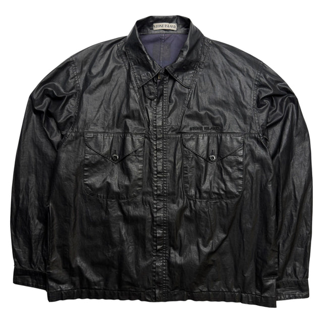 S/S 2000 Stone Island Polyurethane Coated Cotton Spellout Overshirt