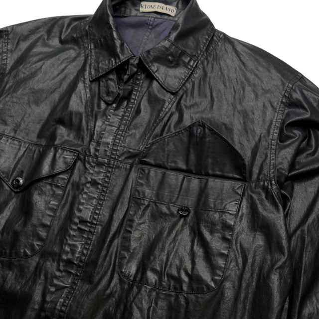 S/S 2000 Stone Island Polyurethane Coated Cotton Spellout Overshirt