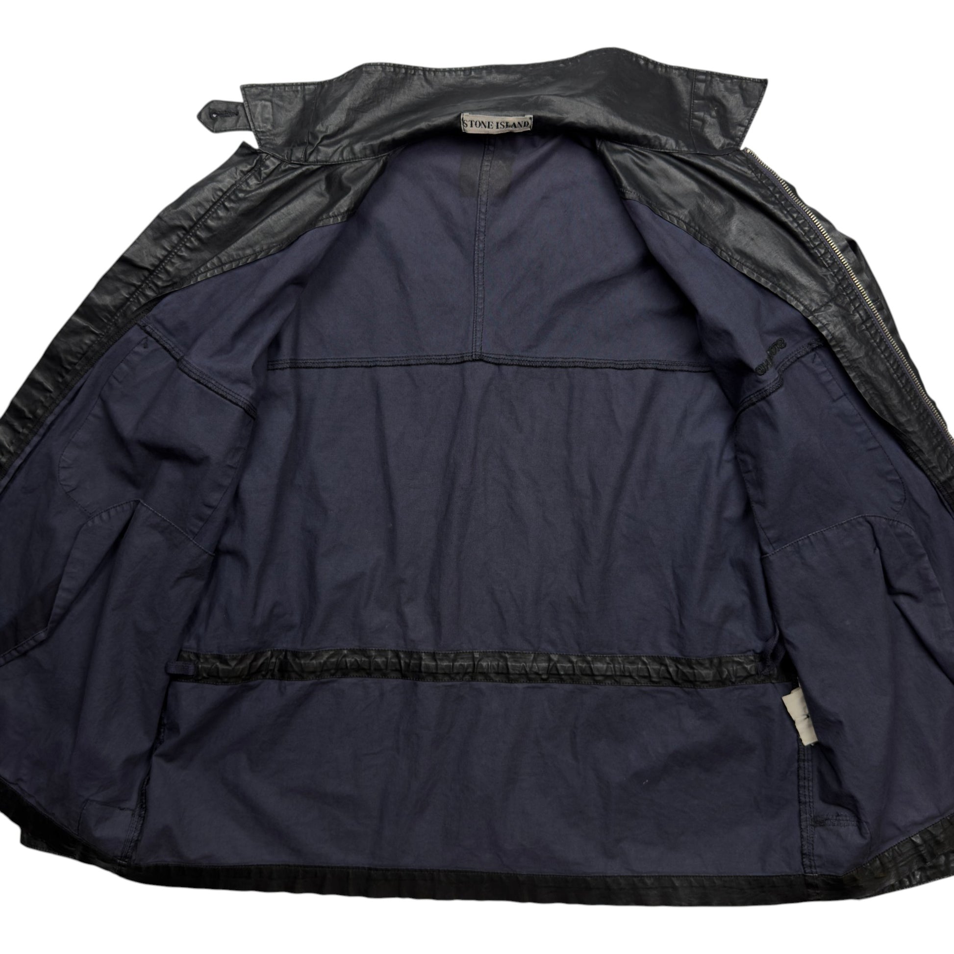 S/S 2000 Stone Island Polyurethane Coated Cotton Spellout Overshirt