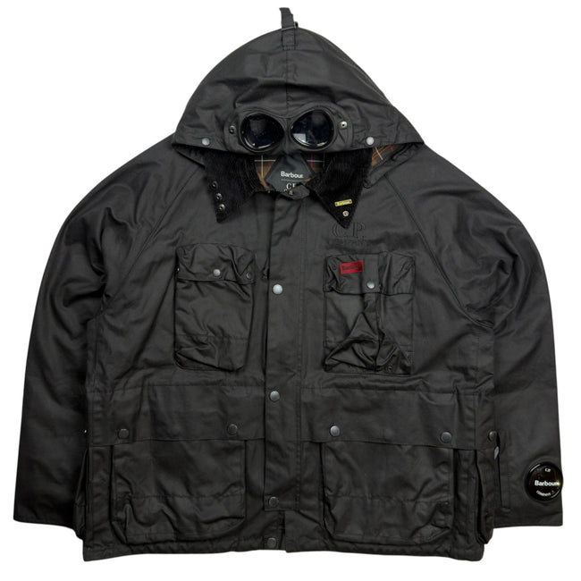 A/W 23 C.P. Company x Barbour Wax Cotton Creel 500 Mille Goggle Jacket - Black