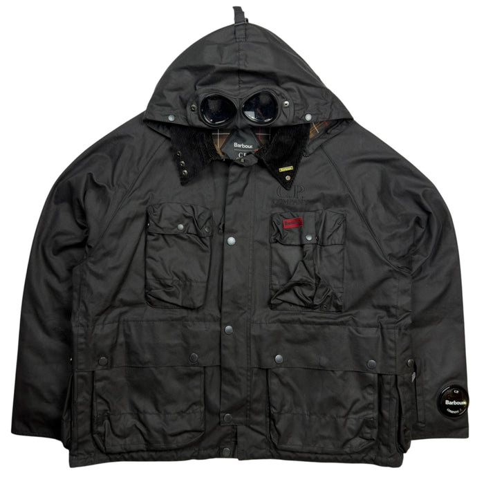A/W 23 C.P. Company x Barbour Wax Cotton Creel 500 Mille Goggle Jacket - Black