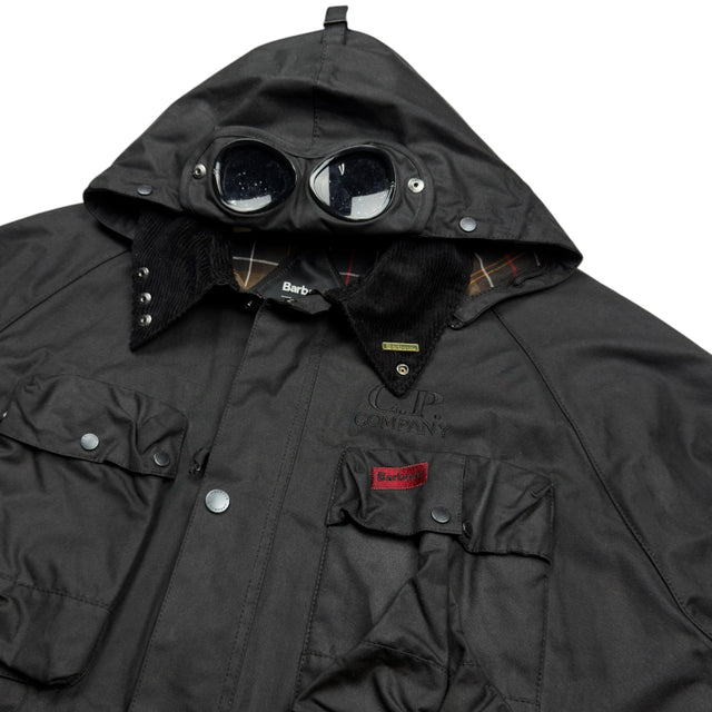 A/W 23 C.P. Company x Barbour Wax Cotton Creel 500 Mille Goggle Jacket - Black