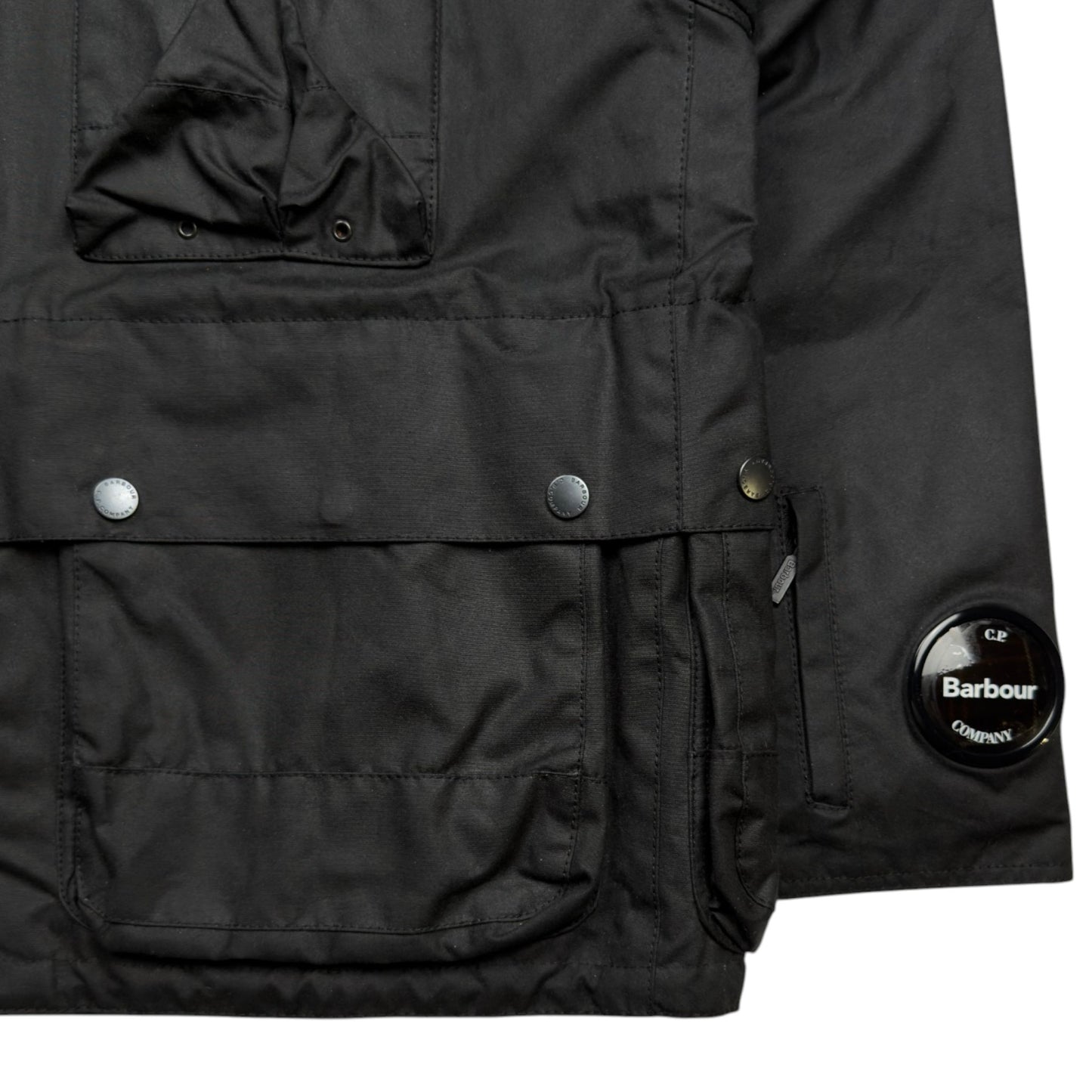 A/W 23 C.P. Company x Barbour Wax Cotton Creel 500 Mille Goggle Jacket - Black