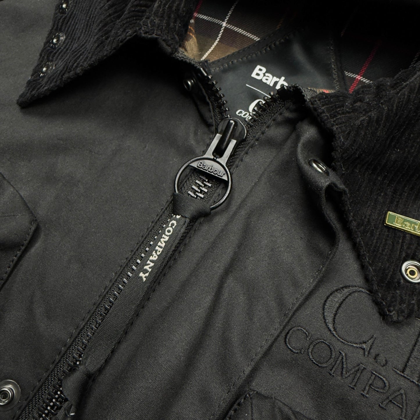 A/W 23 C.P. Company x Barbour Wax Cotton Creel 500 Mille Goggle Jacket - Black