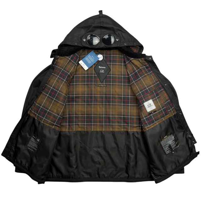 A/W 23 C.P. Company x Barbour Wax Cotton Creel 500 Mille Goggle Jacket - Black