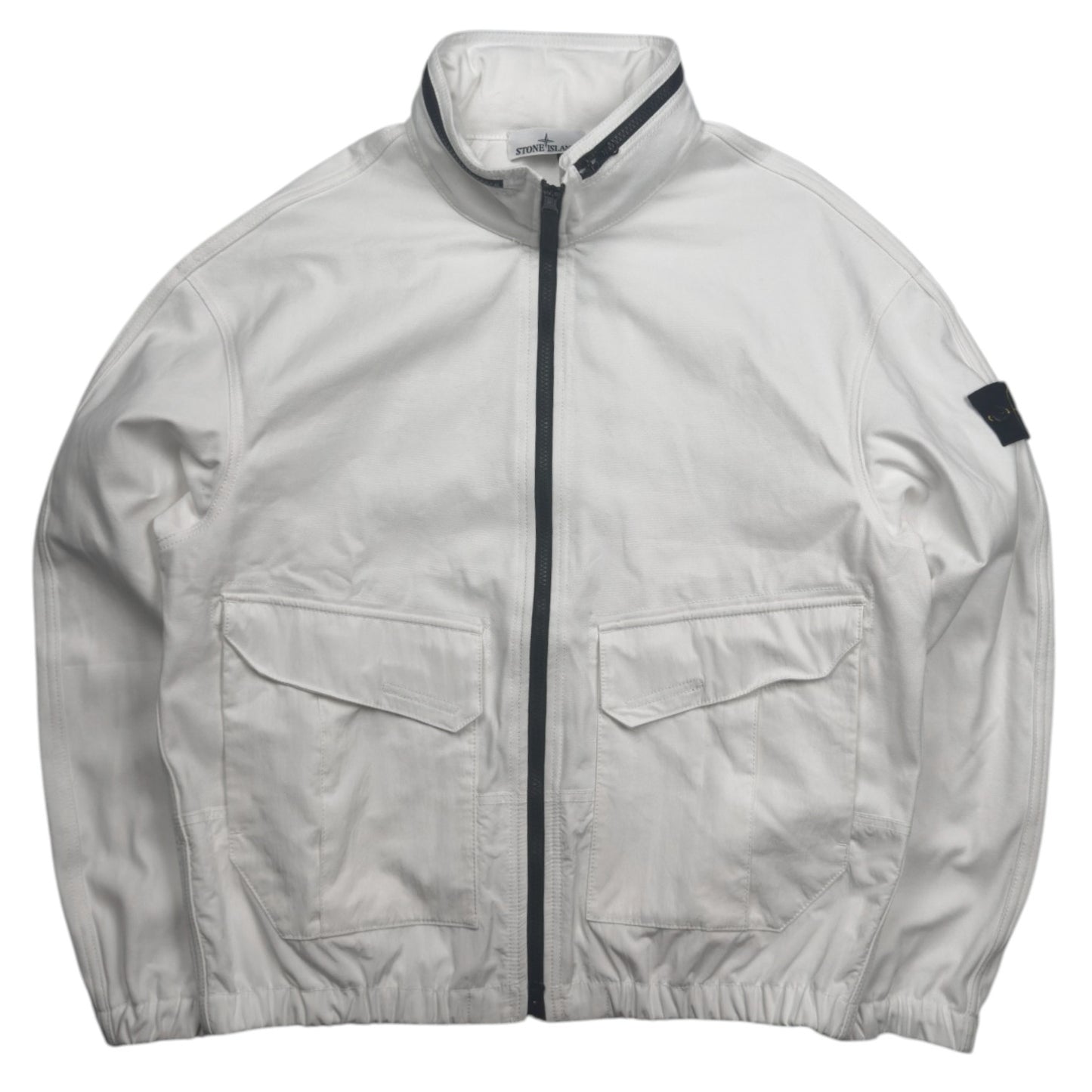 S/S 26 Stone Island Organic Panama Cotton + Nylon Bomber Jacket