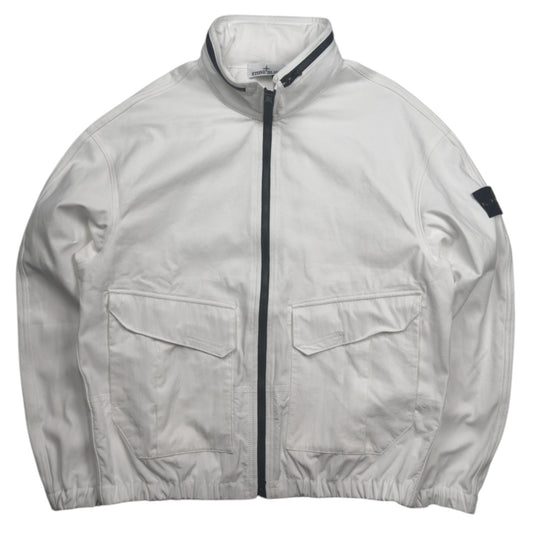 S/S 26 Stone Island Organic Panama Cotton + Nylon Bomber Jacket