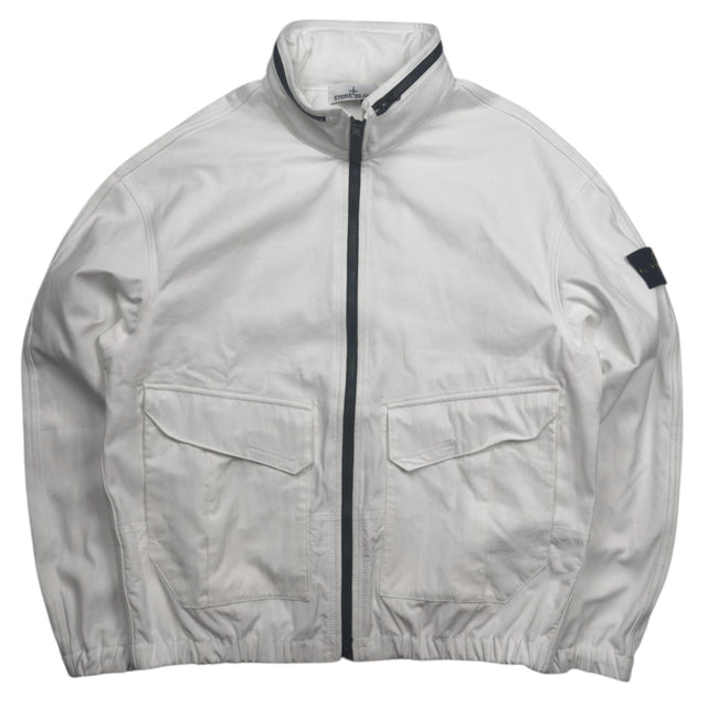 S/S 26 Stone Island Organic Panama Cotton + Nylon Bomber Jacket