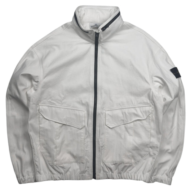 S/S 26 Stone Island Organic Panama Cotton + Nylon Bomber Jacket