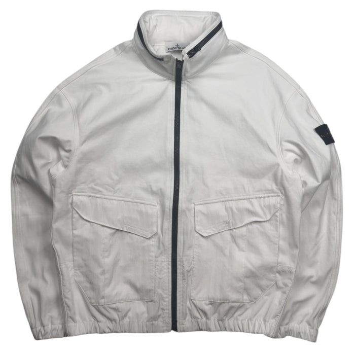 S/S 26 Stone Island Organic Panama Cotton + Nylon Bomber Jacket