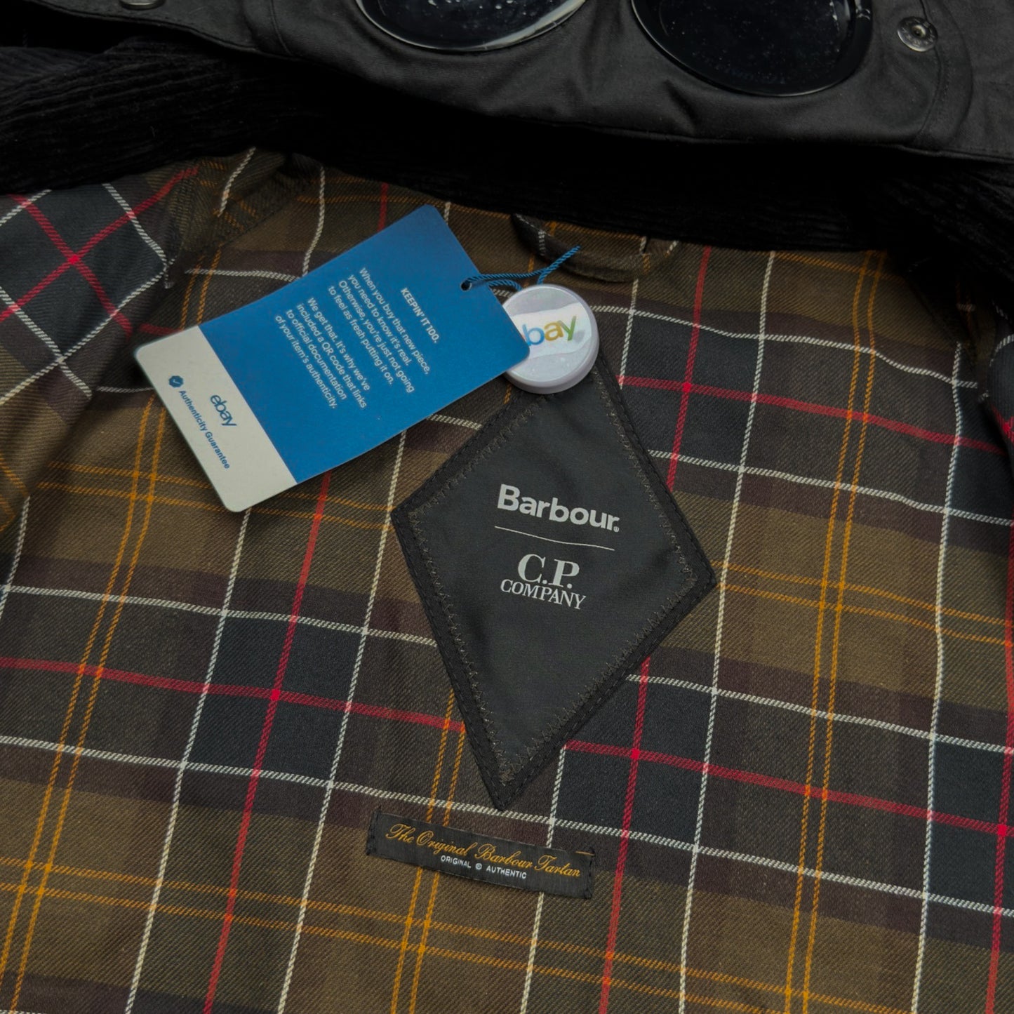 A/W 23 C.P. Company x Barbour Wax Cotton Creel 500 Mille Goggle Jacket - Black
