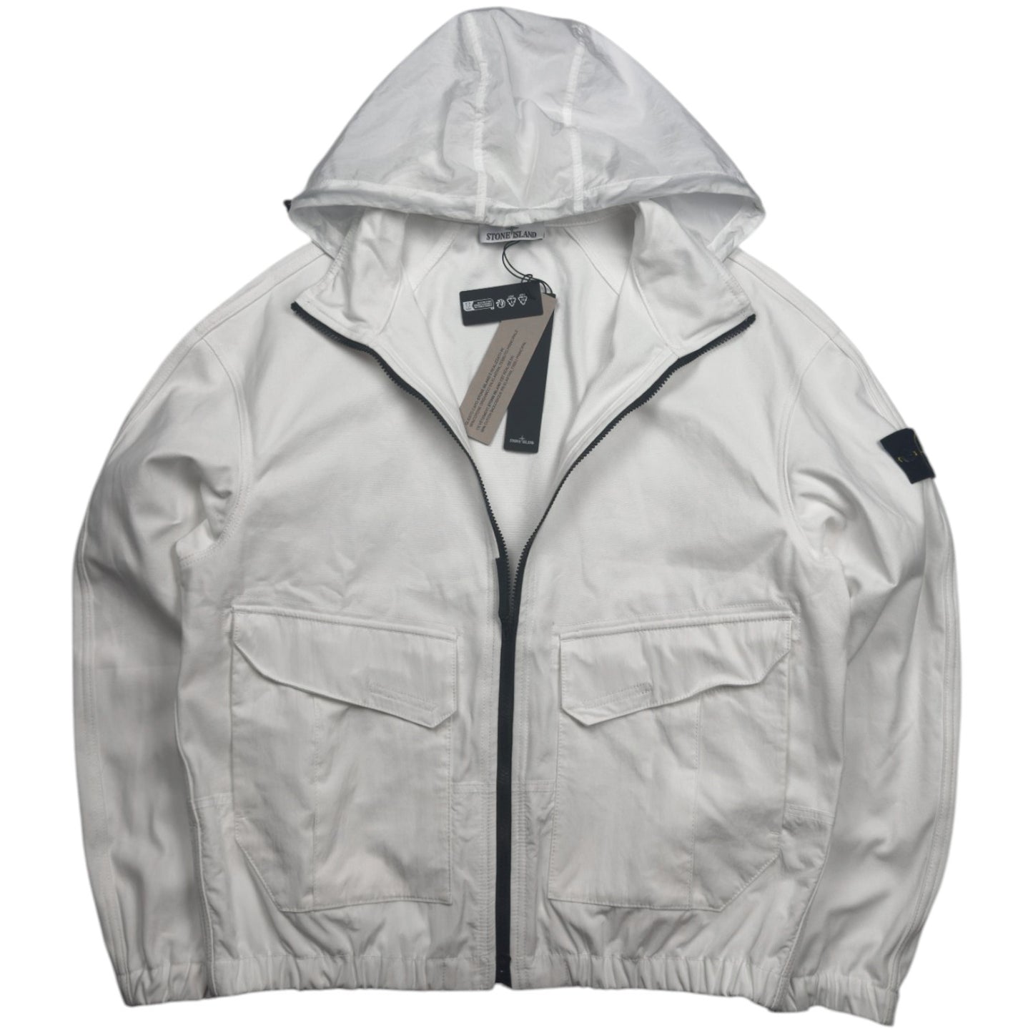S/S 26 Stone Island Organic Panama Cotton + Nylon Bomber Jacket