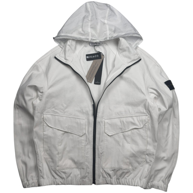 S/S 26 Stone Island Organic Panama Cotton + Nylon Bomber Jacket