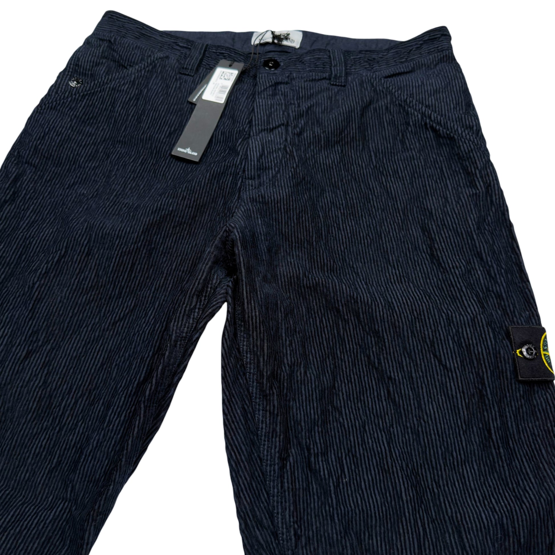 A/W 25 Stone Island Wrinkled Corduroy 500-TC Relaxed Trousers - Navy