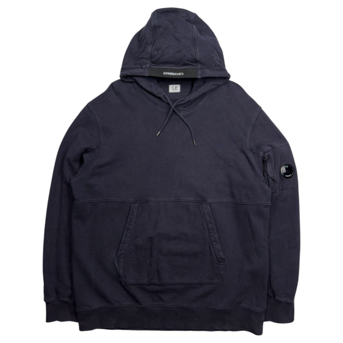 C.P. Company Diagonal Fleece Lens Hoodie - Navy