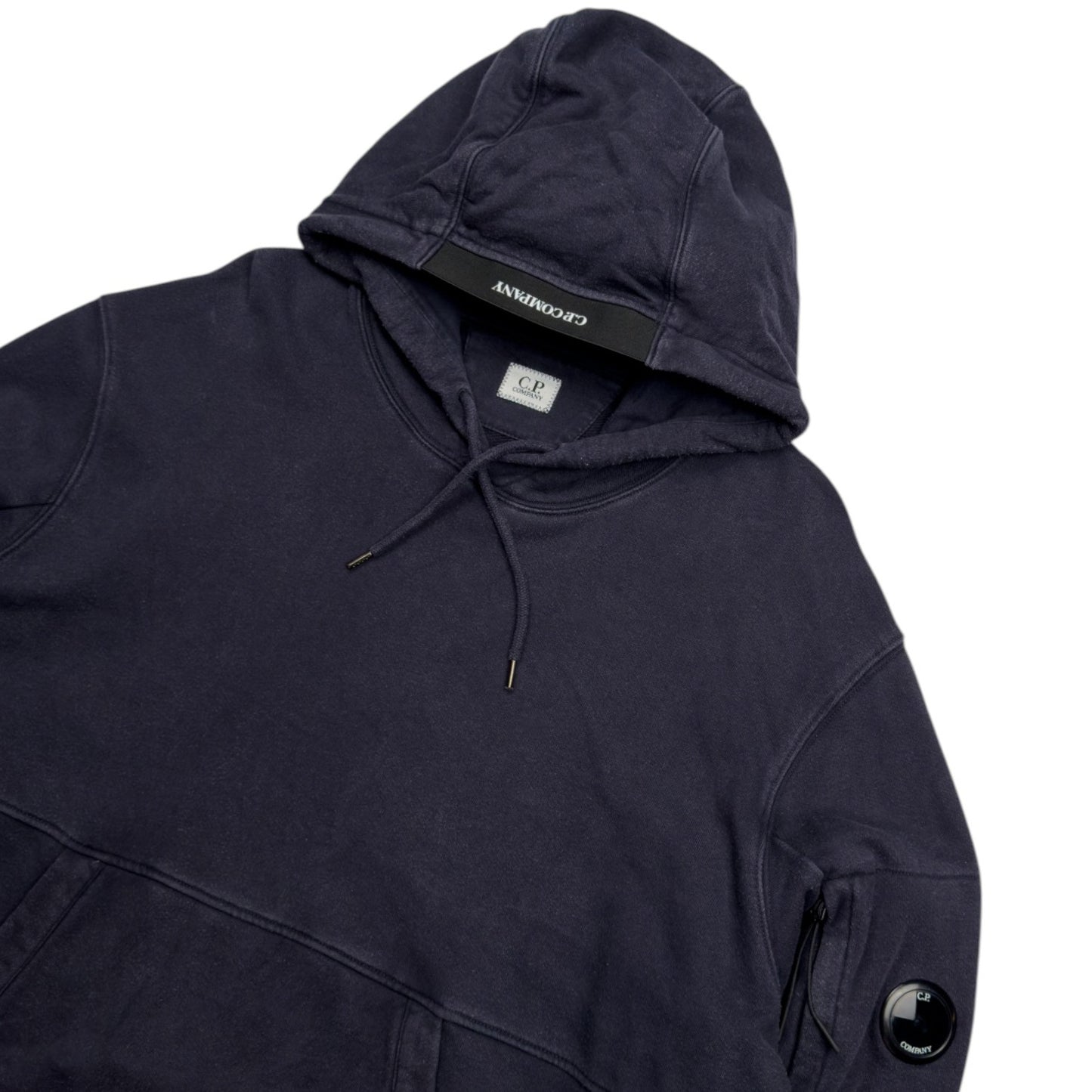 C.P. Company Diagonal Fleece Lens Hoodie - Navy