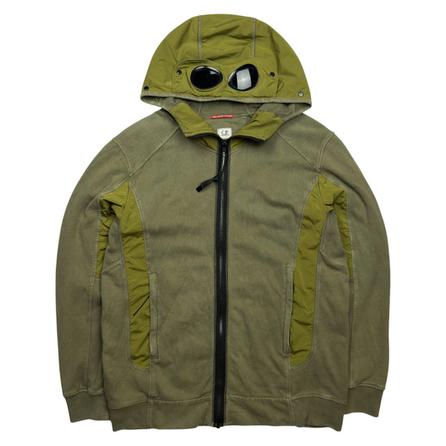 S/S 20 C.P. Company Mako Cotton Goggle Zip Hoodie - Olive Green