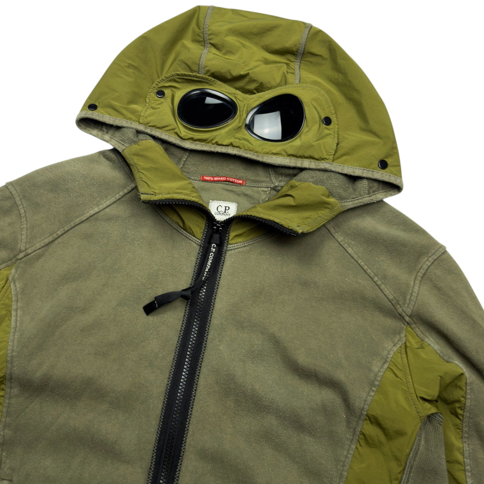 S/S 20 C.P. Company Mako Cotton Goggle Zip Hoodie - Olive Green