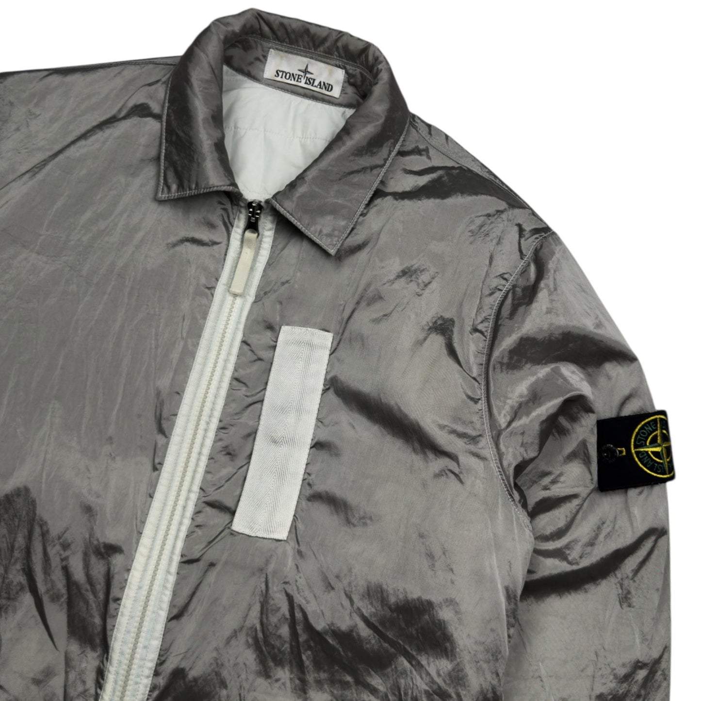 A/W 22 Stone Island Nylon Metal Econyl Overshirt with Primaloft - Silver