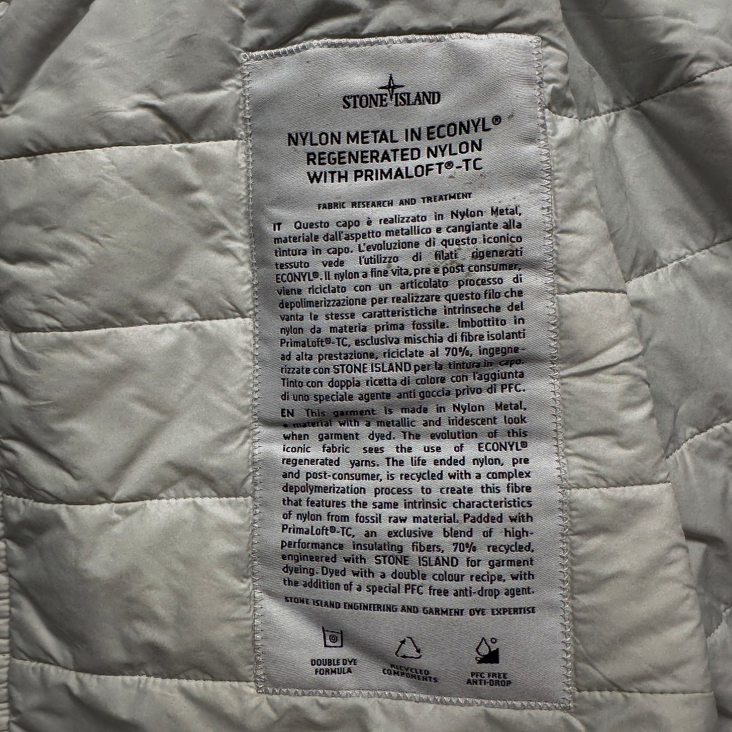 A/W 22 Stone Island Nylon Metal Econyl Overshirt with Primaloft - Silver