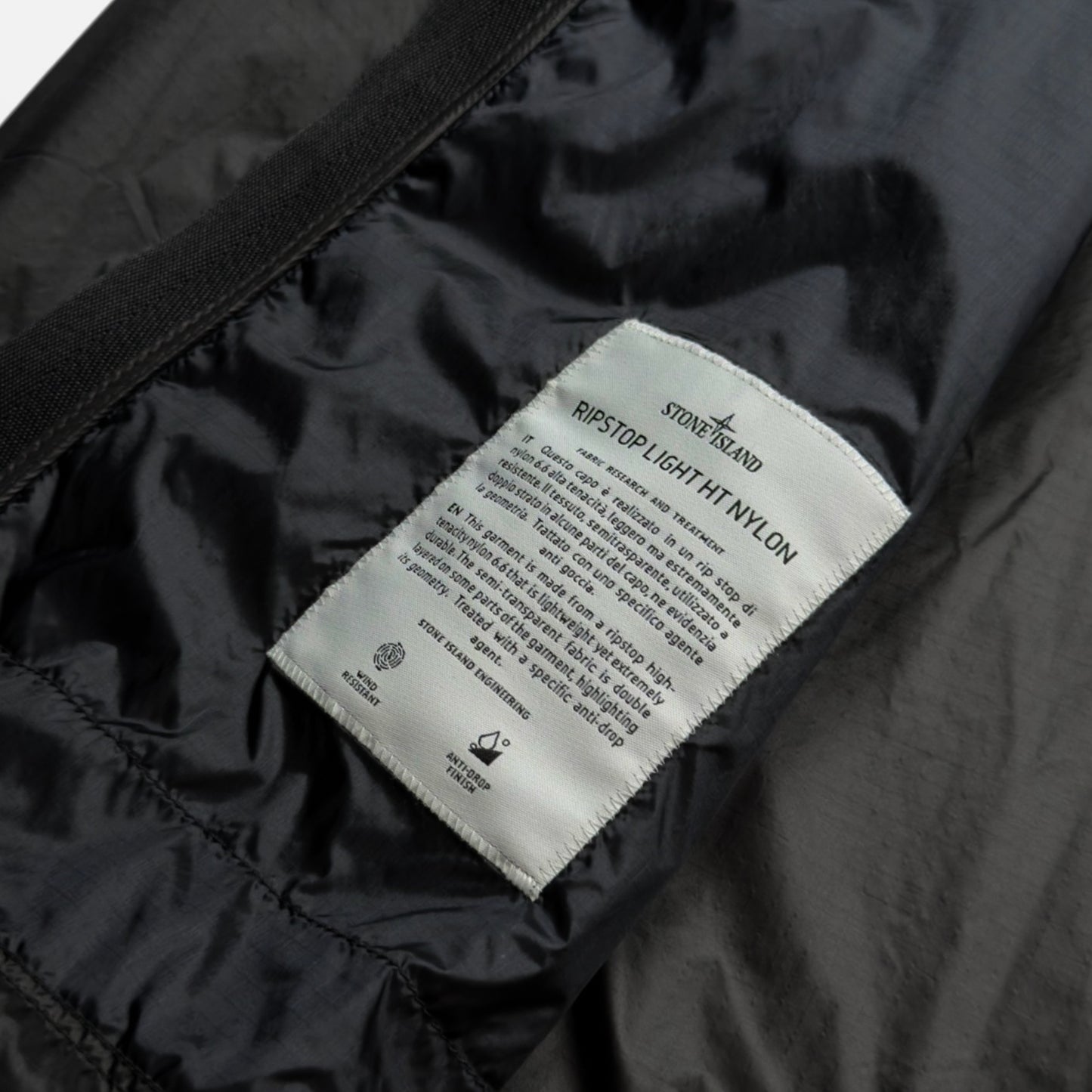 A/W 25 Stone Island Ripstop Light HT Nylon Windbreaker Jacket - Black
