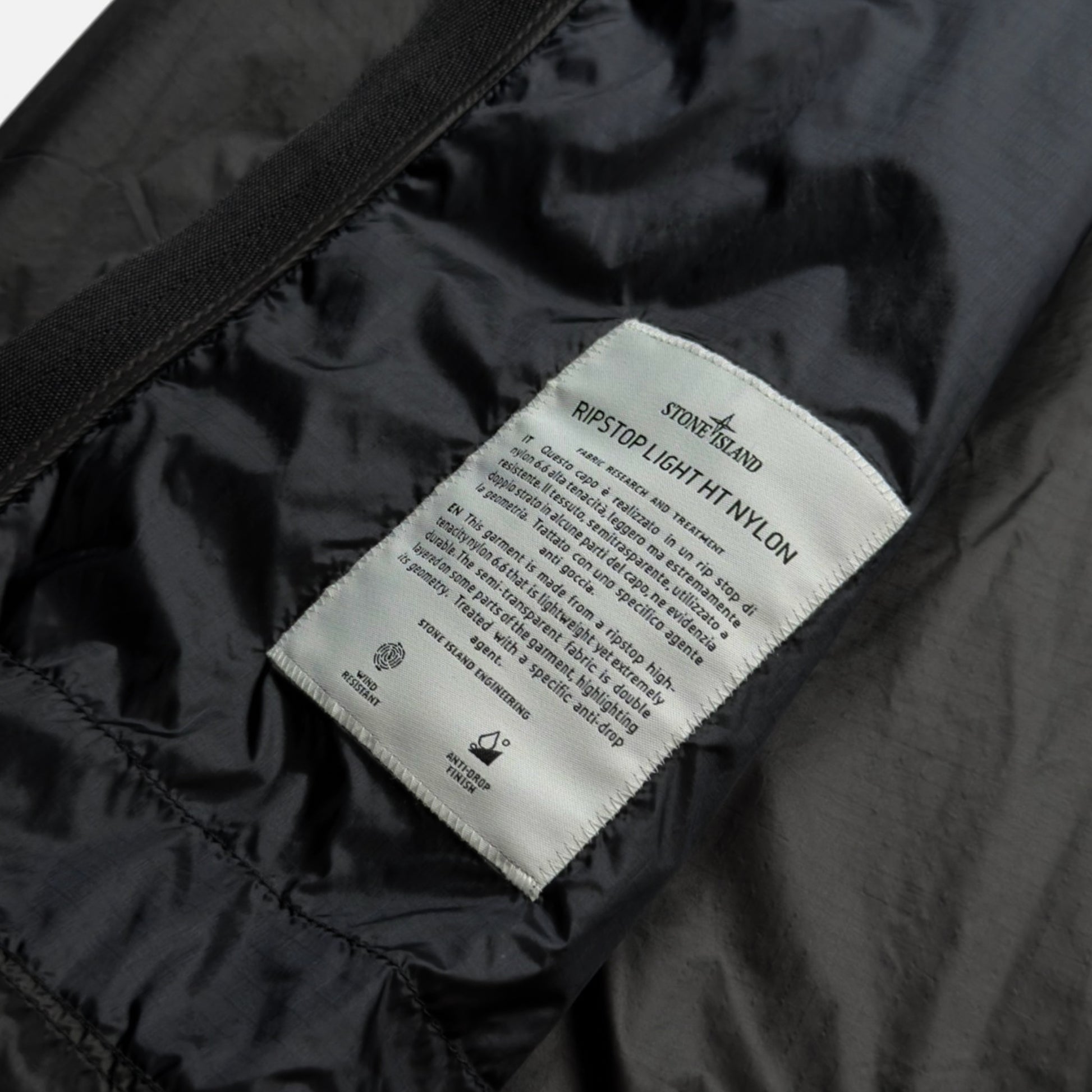 A/W 25 Stone Island Ripstop Light HT Nylon Windbreaker Jacket - Black