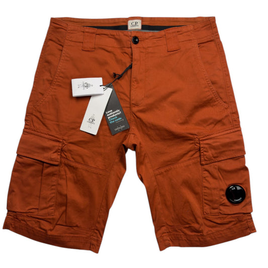 C.P. Company Stretch Sateen Cotton Cargo Shorts - Orange