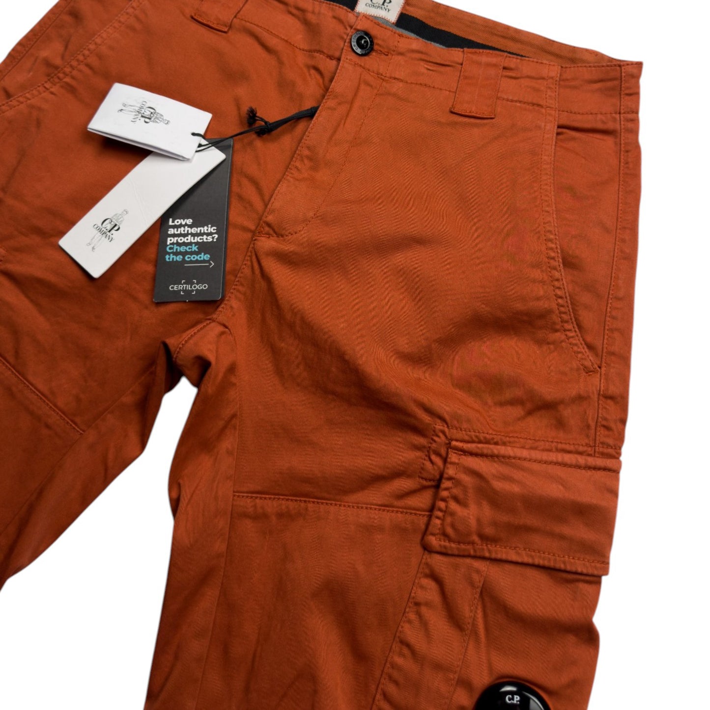 C.P. Company Stretch Sateen Cotton Cargo Shorts - Orange