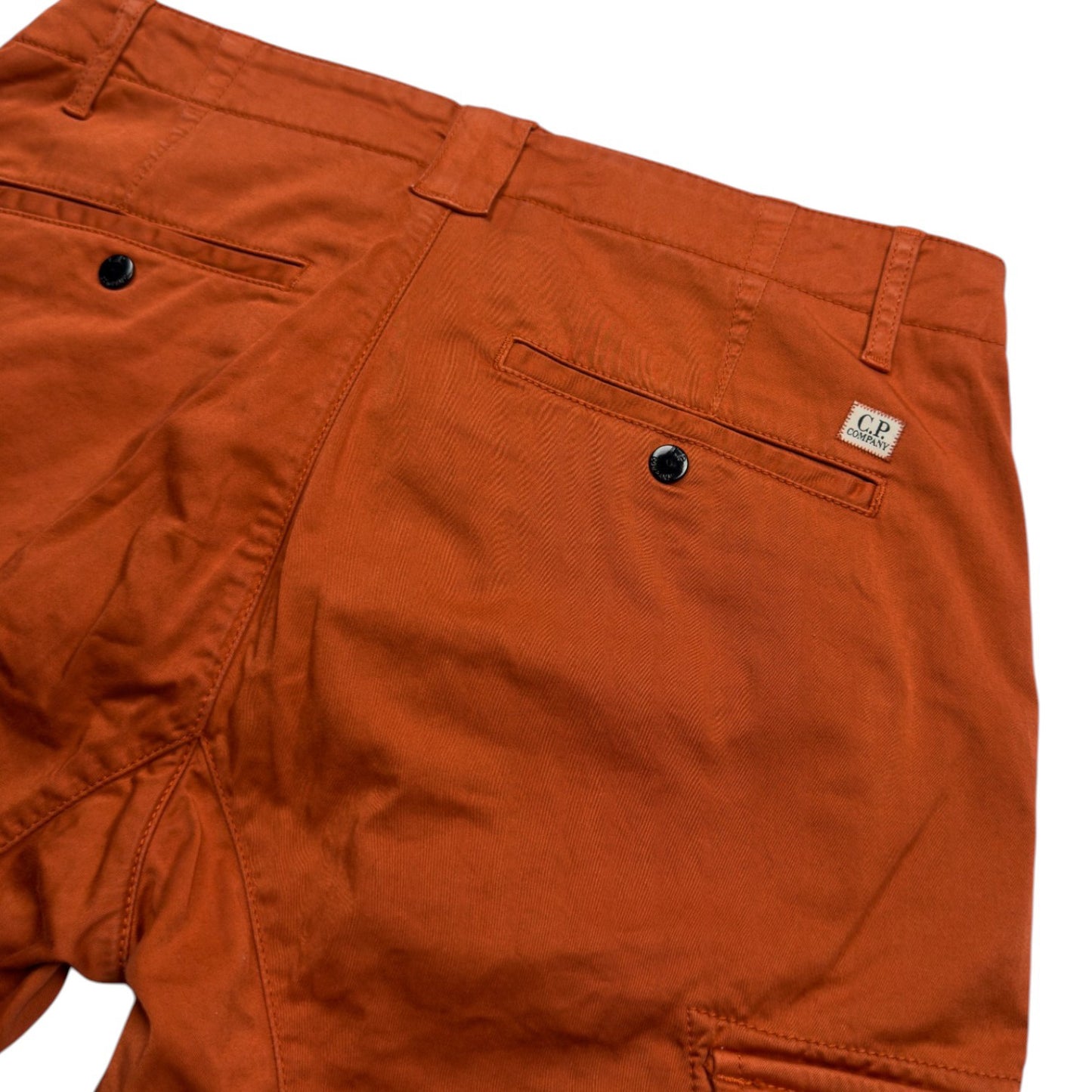 C.P. Company Stretch Sateen Cotton Cargo Shorts - Orange