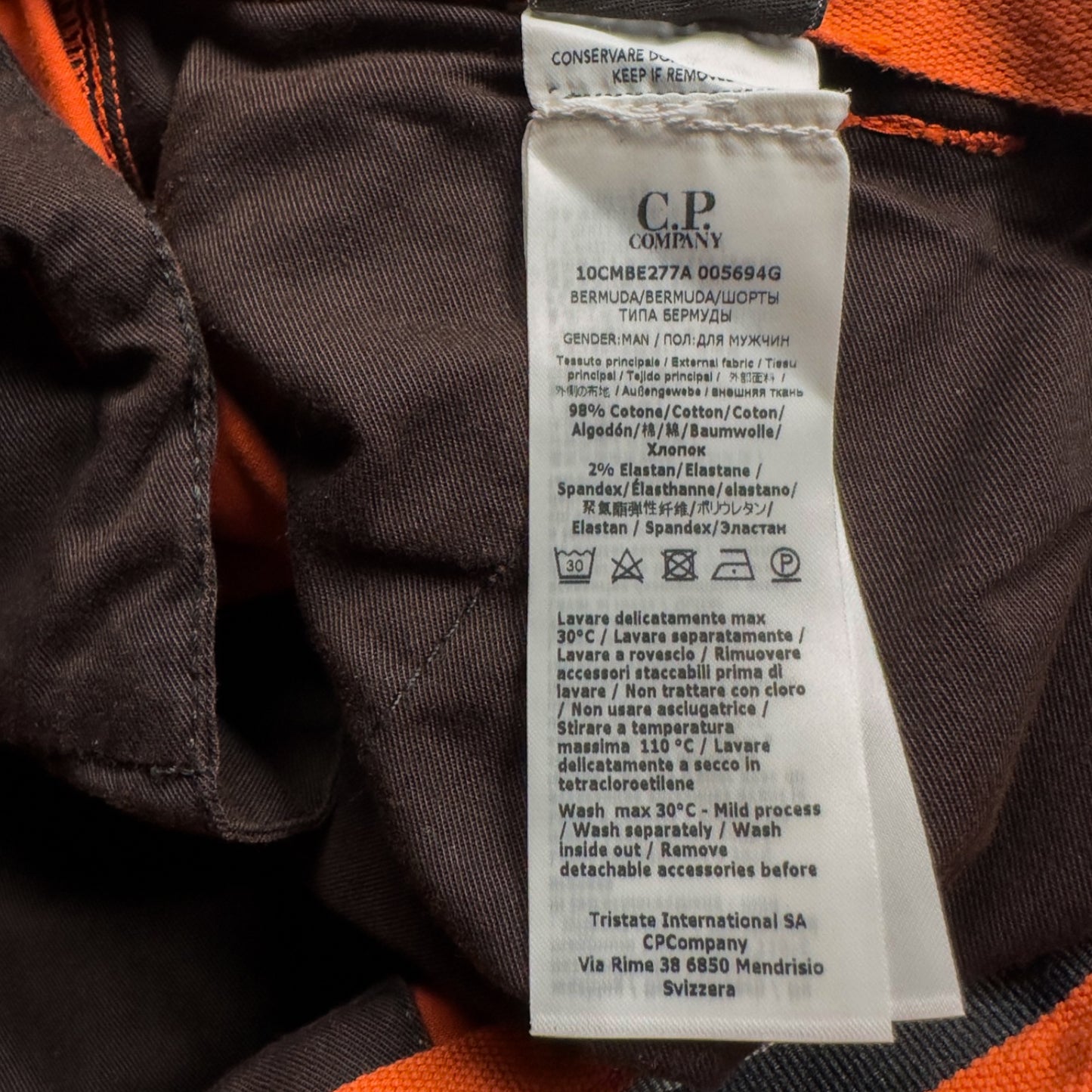 C.P. Company Stretch Sateen Cotton Cargo Shorts - Orange