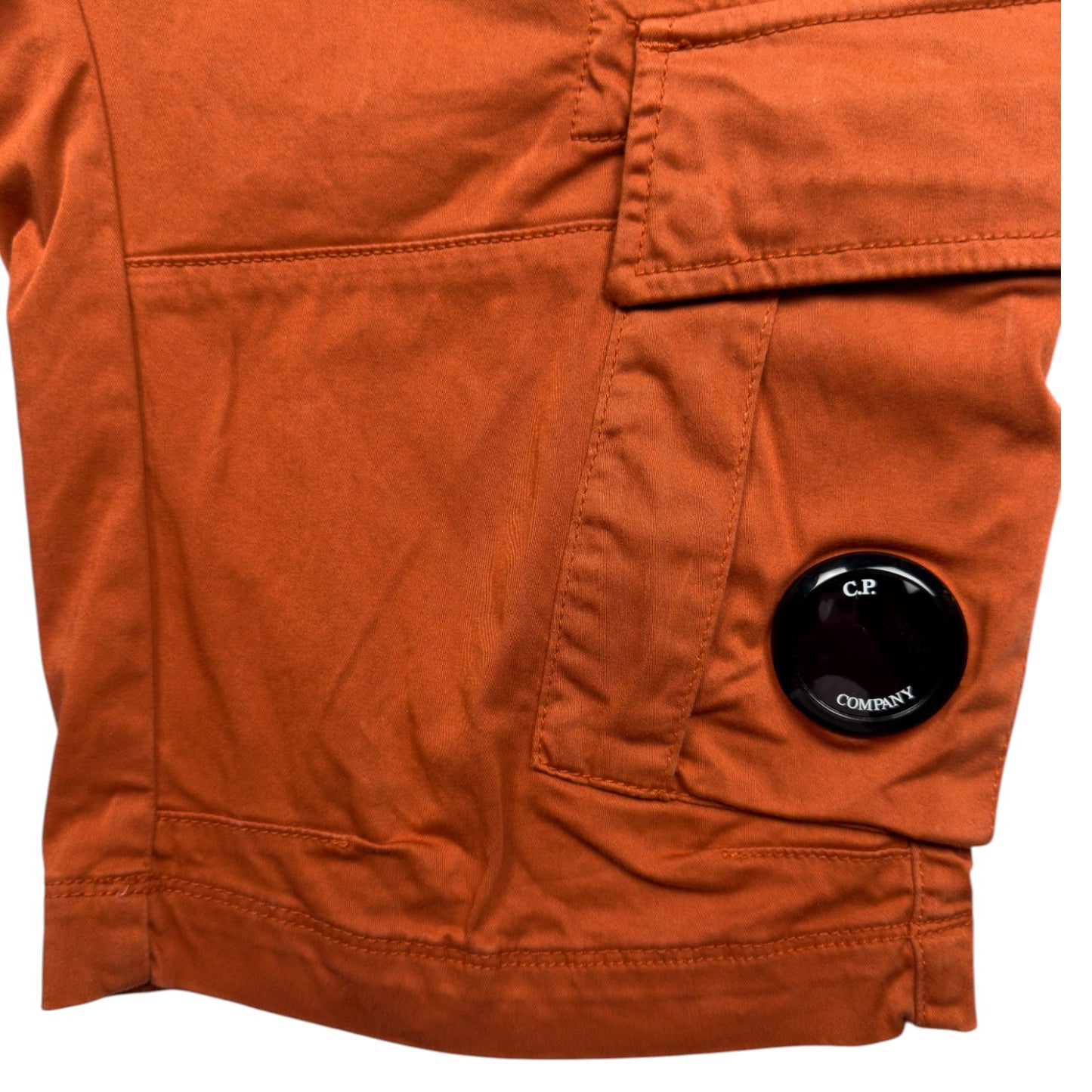 C.P. Company Stretch Sateen Cotton Cargo Shorts - Orange